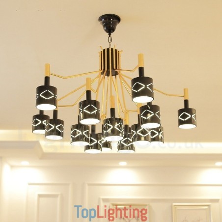 Modern Contemporary 15 Light Steel Chandelier with Steel Shade Modern Contemporary 15 Light Steel Chandelier with Steel Shade