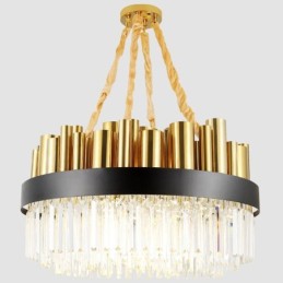 Modern Contemporary 16 Light Steel Pendant Light with Crystal Shade