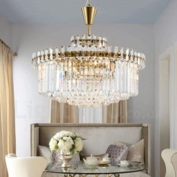 Modern Contemporary 9 Light Steel Pendant Light with Crystal Shade
