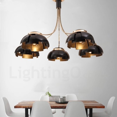 Modern Contemporary 5 Light Steel Chandelier with Acrylic Shade Modern Contemporary 5 Light Steel Chandelier with Acrylic Shade