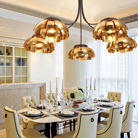 Modern Contemporary 5 Light Steel Chandelier with Acrylic Shade Modern Contemporary 5 Light Steel Chandelier with Acrylic Shade
