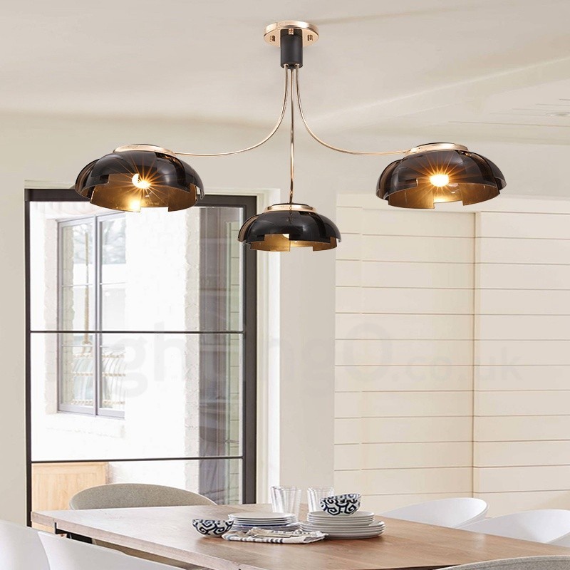 Modern Contemporary 3 Light Steel Chandelier with Acrylic Shade