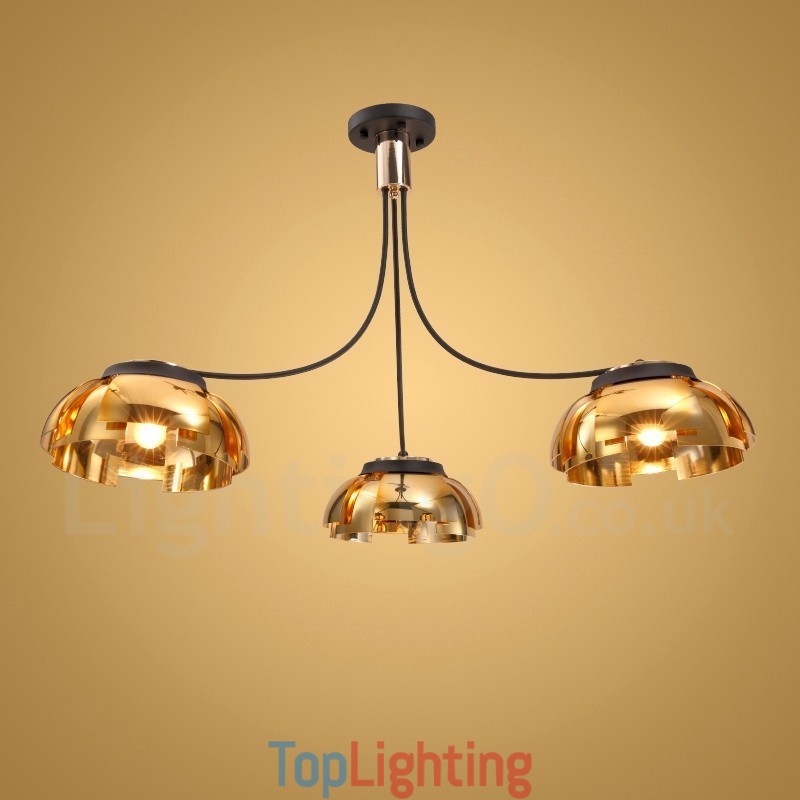 Modern Contemporary 3 Light Steel Chandelier with Acrylic Shade