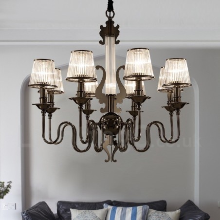 Modern Contemporary 8 Light Steel Chandelier with Acrylic Shade Modern Contemporary 8 Light Steel Chandelier with Acrylic Shade