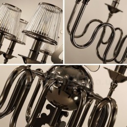 Modern Contemporary 8 Light Steel Chandelier with Acrylic Shade