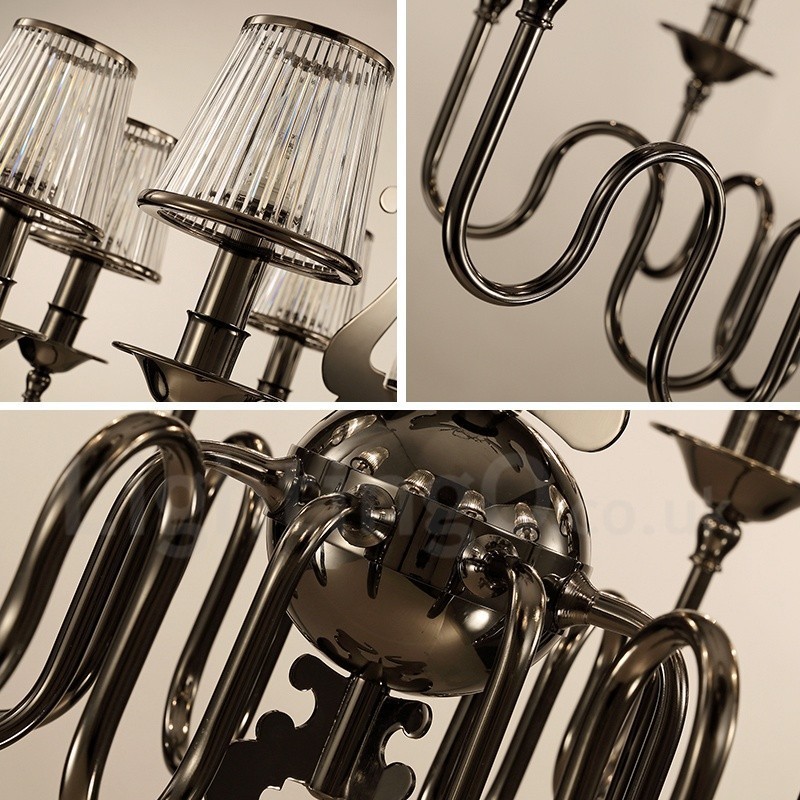 Modern Contemporary 8 Light Steel Chandelier with Acrylic Shade