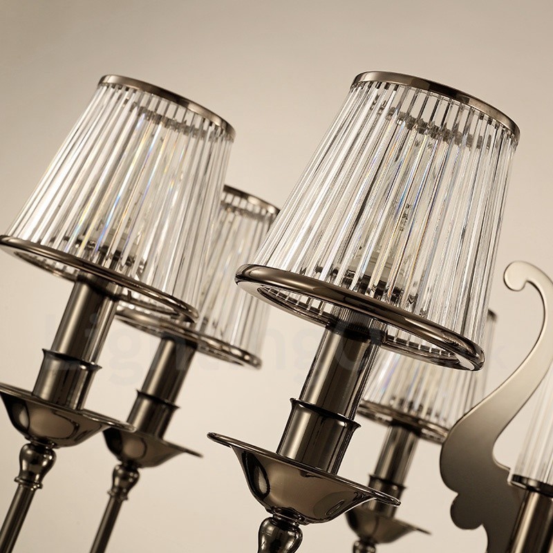 Modern Contemporary 8 Light Steel Chandelier with Acrylic Shade
