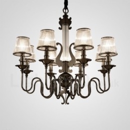 Modern Contemporary 15 Light Steel Chandelier with Acrylic Shade