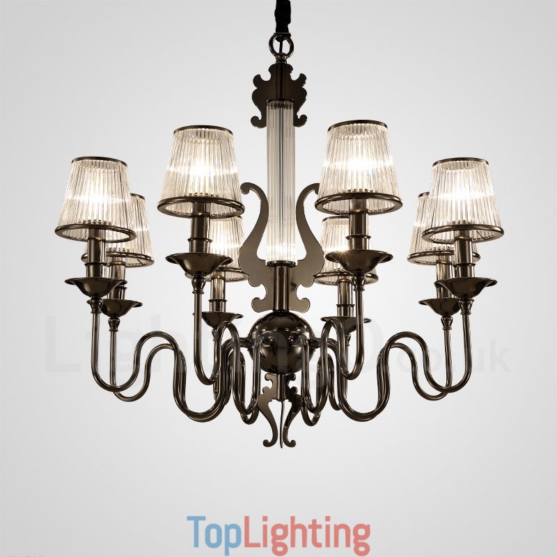 Modern Contemporary 15 Light Steel Chandelier with Acrylic Shade