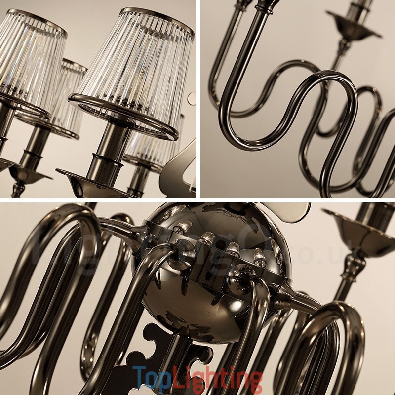 Modern Contemporary 15 Light Steel Chandelier with Acrylic Shade