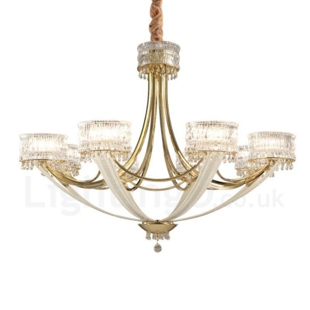 Modern Contemporary 8 Light Steel Chandelier with Crystal Shade Modern Contemporary 8 Light Steel Chandelier with Crystal Shade