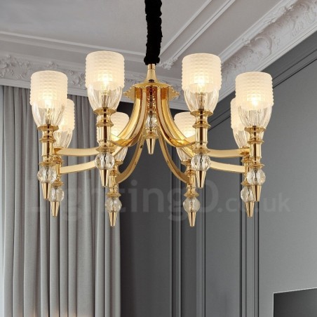 Mediterranean 8 Light Steel Chandelier with Glass Shade Mediterranean 8 Light Steel Chandelier with Glass Shade