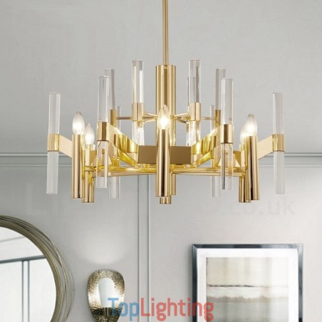 Modern Contemporary 8 Light Metal Chandelier with Crystal Shade Modern Contemporary 8 Light Metal Chandelier with Crystal Shade