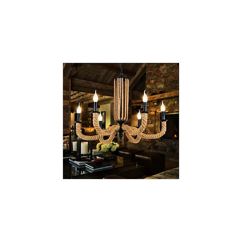 Retro Rope Chandelier Iron lamp