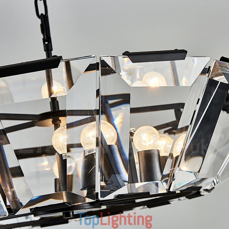Modern Contemporary 8 Light Steel Pendant Light with CrystalGlass Shade