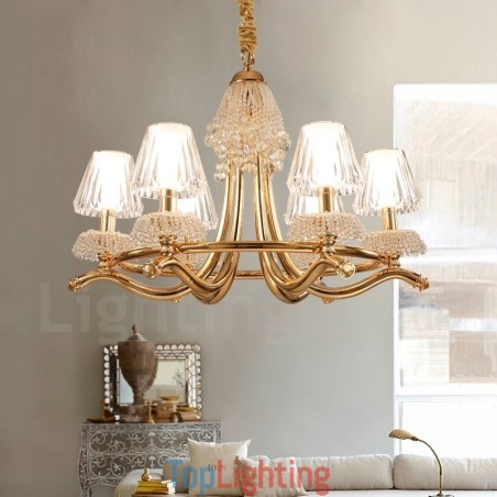 Modern Contemporary 6 Light Crystal Steel Chandelier with Acrylic Shade Modern Contemporary 6 Light Crystal Steel Chandelier with Acrylic Shade