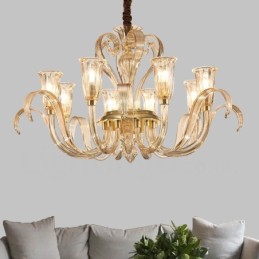 Modern Contemporary 8 Light Glass Chandelier with Glass Shade
