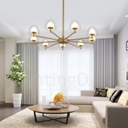 Modern Contemporary 9 Light Metal Chandelier with Acrylic Shade