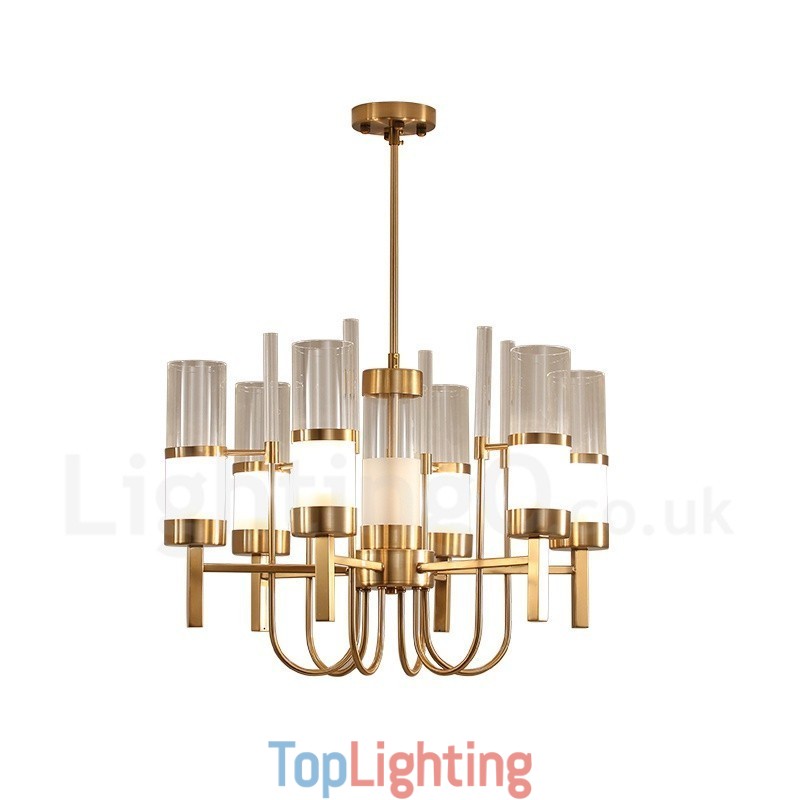 Rustic Lodge Modern Contemporary 6 Light Steel Chandelier with Glass Shade