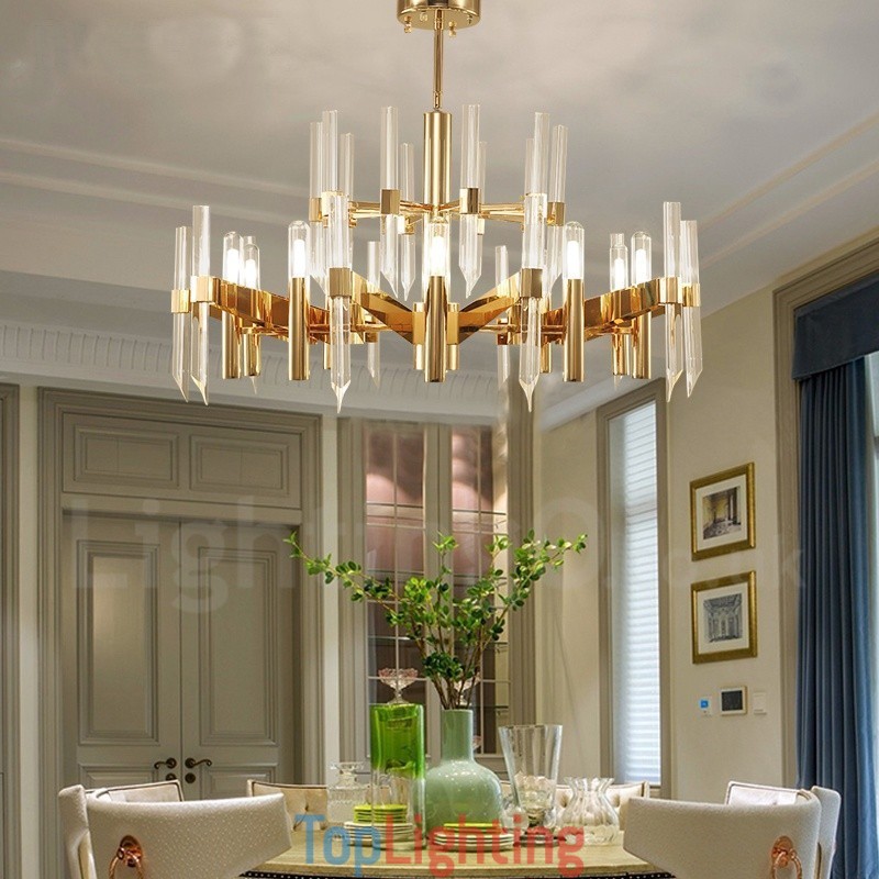 Modern Contemporary 18 Light Aluminum Alloy Chandelier with Crystal Shade
