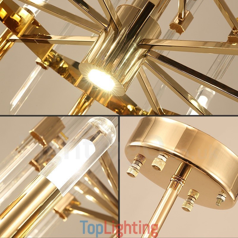 Modern Contemporary 18 Light Aluminum Alloy Chandelier with Crystal Shade