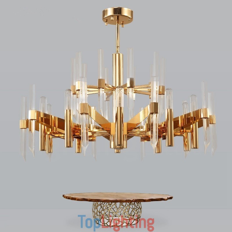 Modern Contemporary 18 Light Aluminum Alloy Chandelier with Crystal Shade