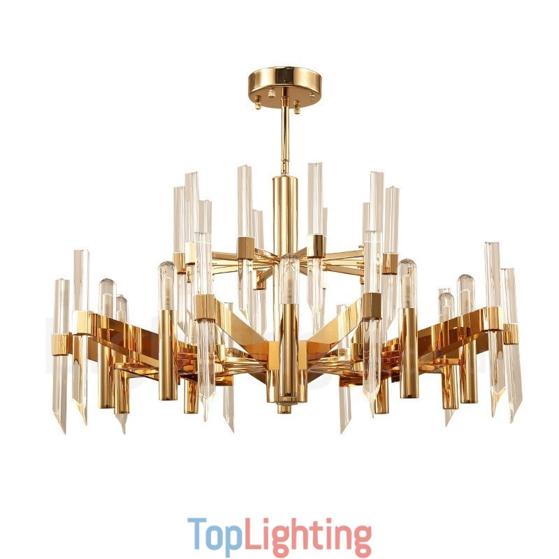 Modern Contemporary 18 Light Aluminum Alloy Chandelier with Crystal Shade
