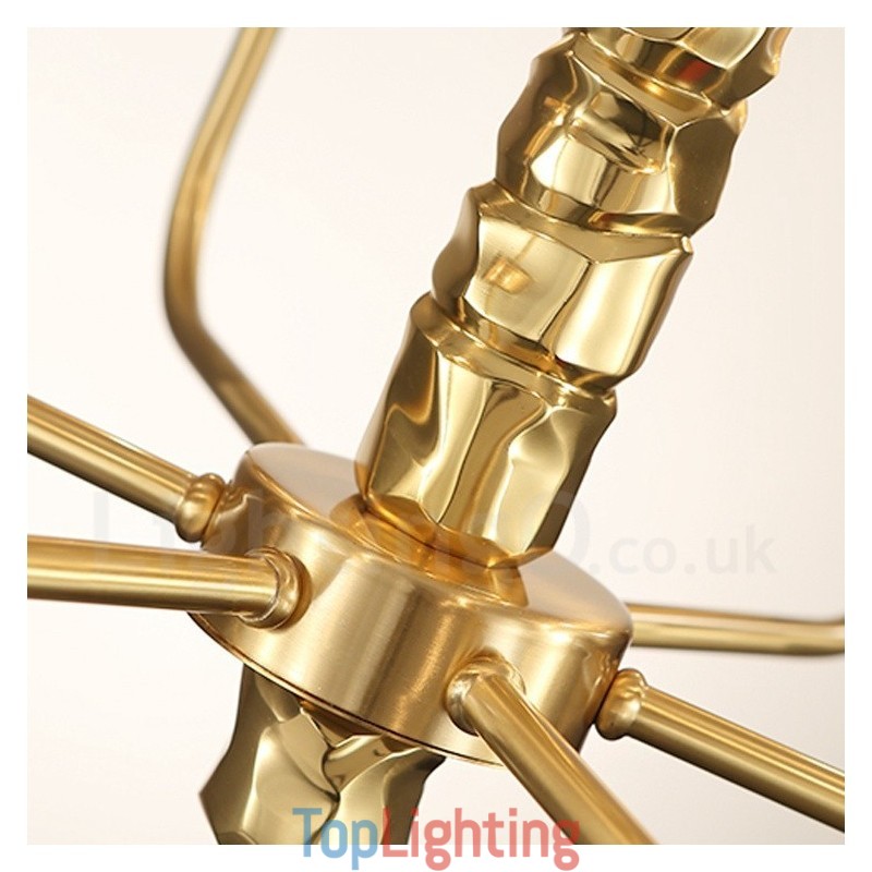 Modern Contemporary 8 Light Brass Chandelier with Glass Shade