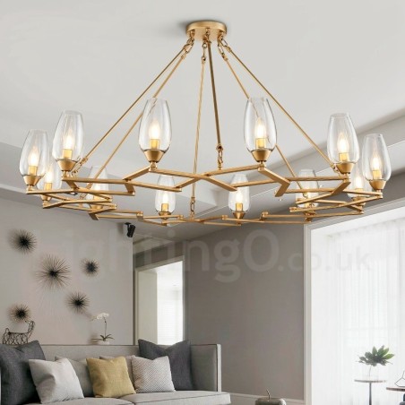 Modern Contemporary 12 Light Steel Pendant Light with Glass Shade Modern Contemporary 12 Light Steel Pendant Light with Glass Shade