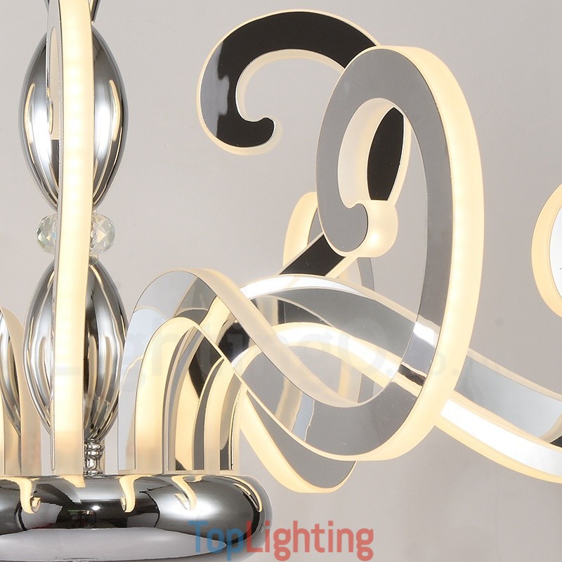 Modern Contemporary 12 Light Steel Chandelier with Acrylic Shade