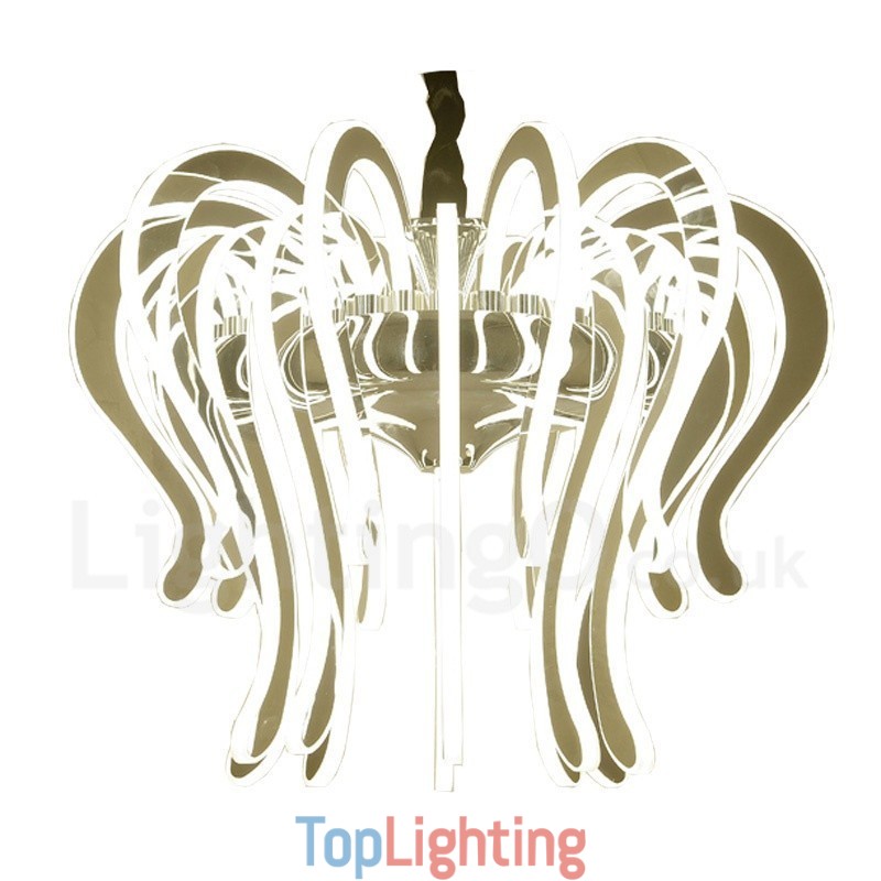 Modern Contemporary 20 Light Steel Chandelier with Acrylic Shade
