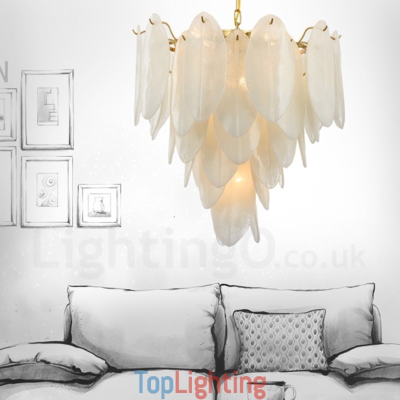 Modern Contemporary 6 Light Steel Pendant Light with Glass Shade