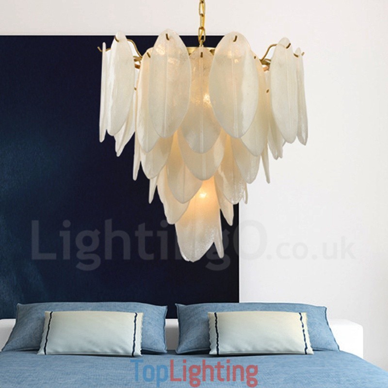 Modern Contemporary 6 Light Steel Pendant Light with Glass Shade
