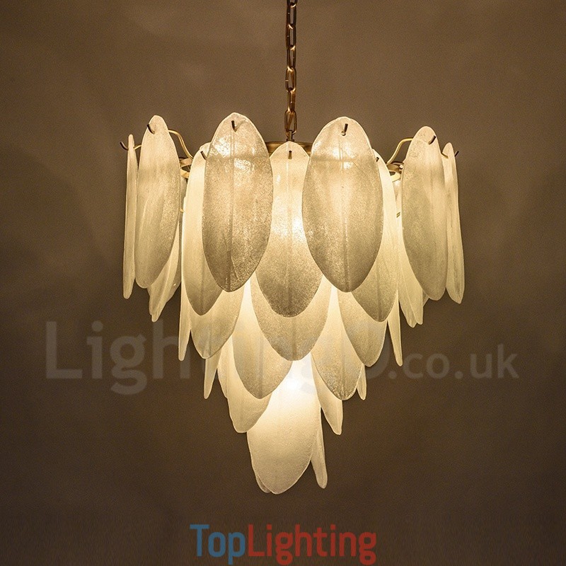 Modern Contemporary 6 Light Steel Pendant Light with Glass Shade