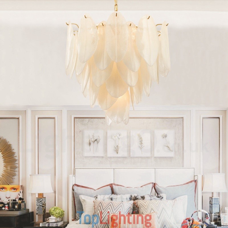 Modern Contemporary 6 Light Steel Pendant Light with Glass Shade