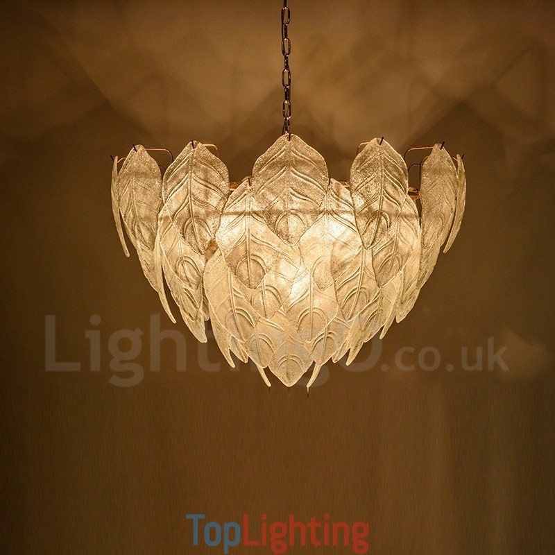 Modern Contemporary 4 Light Steel Pendant Light with Glass Shade