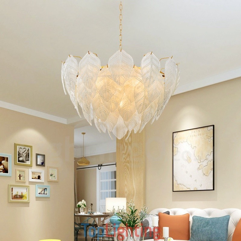 Modern Contemporary 4 Light Steel Pendant Light with Glass Shade