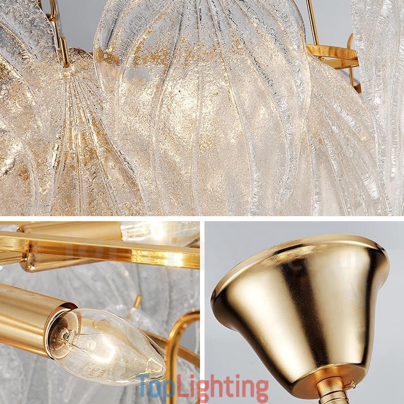 Modern Contemporary 4 Light Steel Pendant Light with Glass Shade