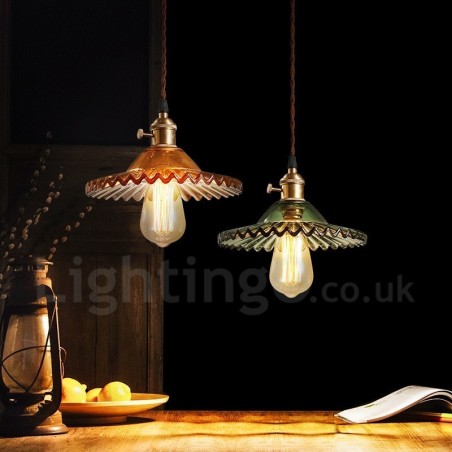 Rustic Lodge Retro 1 Light Steel Pendant Light with Glass Shade Rustic Lodge Retro 1 Light Steel Pendant Light with Glass Shade