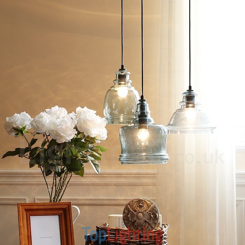 Modern Contemporary 1 Light Steel Pendant Light with Glass Shade
