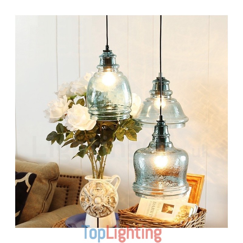 Modern Contemporary 1 Light Steel Pendant Light with Glass Shade