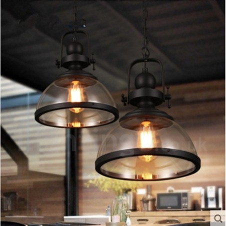 Retro 1 Light Steel Pendant Light with Glass Shade Retro 1 Light Steel Pendant Light with Glass Shade