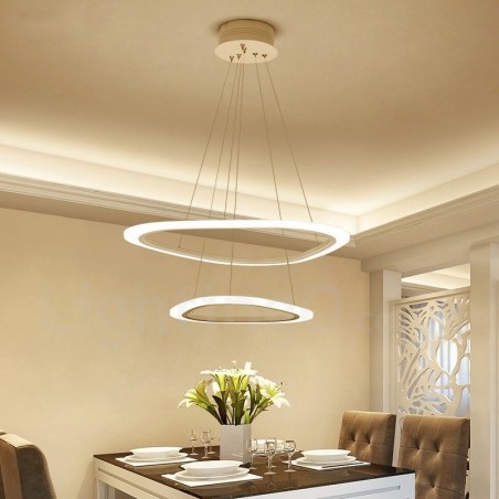 Dimmable With Remote Control Modern Contemporary 2 Rings Light Aluminum Alloy Pendant Light with Acrylic Shade Dimmable With Remote Control Modern Contemporary 2 Rings Light Aluminum Alloy Pendant Light with Acrylic Shade