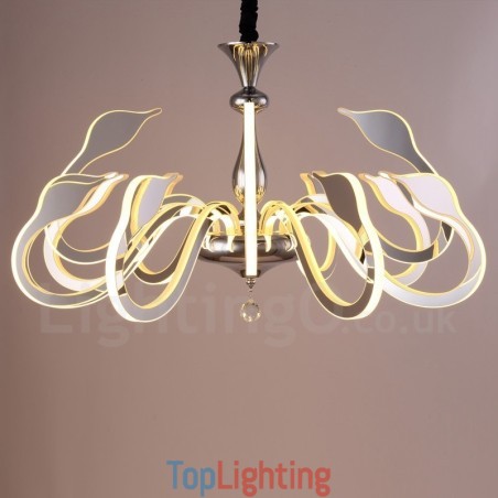 Dimmable Modern Contemporary 12 Light Steel Chandelier with Acrylic Shade Dimmable Modern Contemporary 12 Light Steel Chandelier with Acrylic Shade