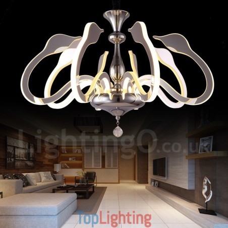 Dimmable Modern Contemporary 8 Light Steel Chandelier with Acrylic Shade Dimmable Modern Contemporary 8 Light Steel Chandelier with Acrylic Shade