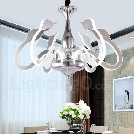 Dimmable Modern Contemporary 6 Light Steel Chandelier with Acrylic Shade Dimmable Modern Contemporary 6 Light Steel Chandelier with Acrylic Shade