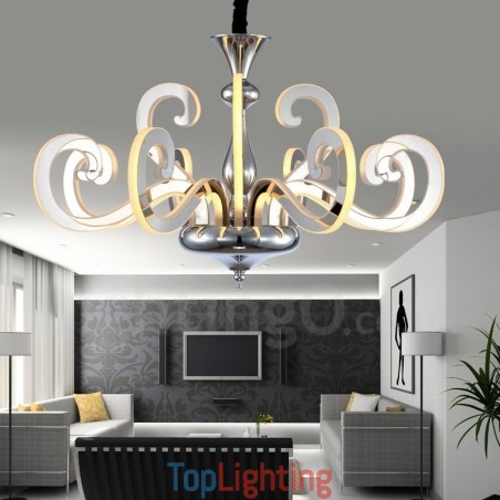 Dimmable Modern Contemporary 12 Light Steel Chandelier with Acrylic Shade Dimmable Modern Contemporary 12 Light Steel Chandelier with Acrylic Shade