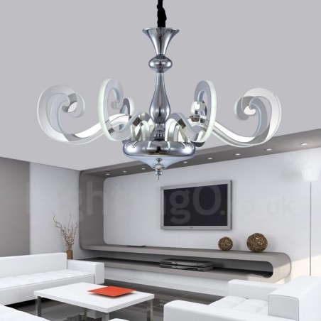 Dimmable Modern Contemporary 8 Light Steel Chandelier with Acrylic Shade Dimmable Modern Contemporary 8 Light Steel Chandelier with Acrylic Shade