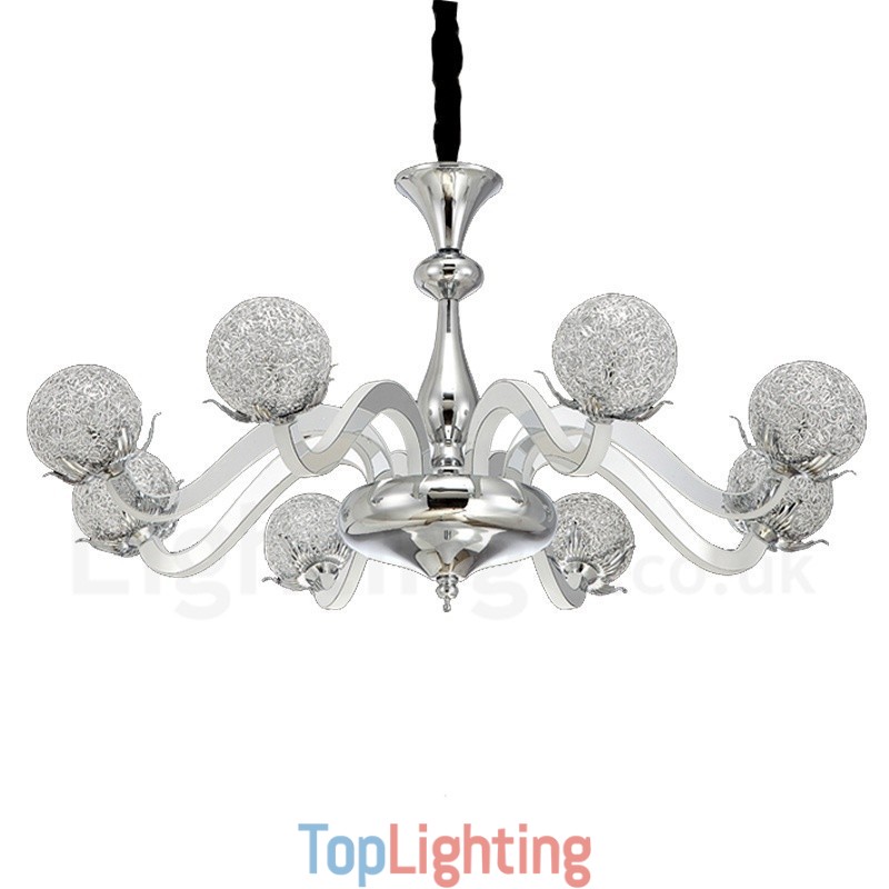 Dimmable Modern Contemporary 8 Light Steel Chandelier with Aluminum Alloy Shade