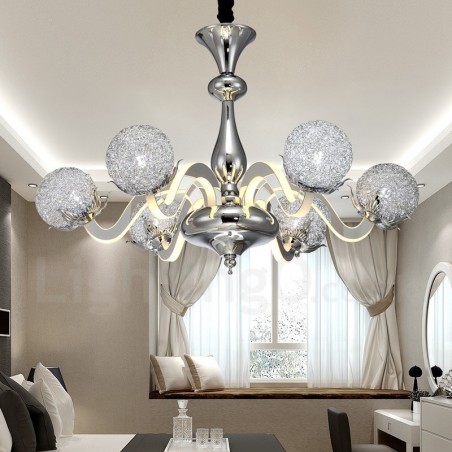 Dimmable Modern Contemporary 6 Light Steel Chandelier with Aluminum Alloy Shade Dimmable Modern Contemporary 6 Light Steel Chandelier with Aluminum Alloy Shade